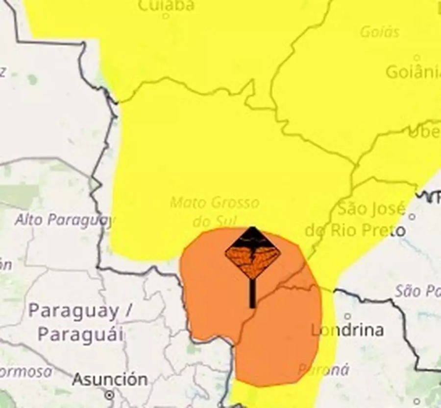 Inmet renova alerta de chuvas intensas e ventos até 100 km/h em MS